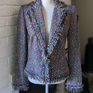 Walter Multi-Color Tweed Fringe Trim Jacket